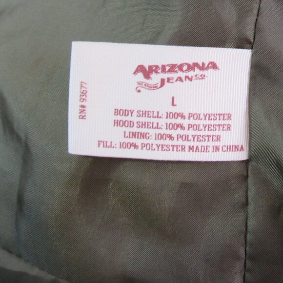 Arizona Jean Co. Army Green Camouflage Puff Vest Snap Front With Hood Size L - Picture 8 of 11